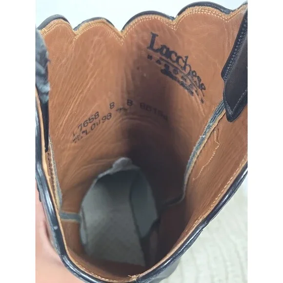 Lucchese Handmade 1883 Women's 8B Black Scalloped Cowboy Boots Western Rodeo EUC - Picture 4 of 16
